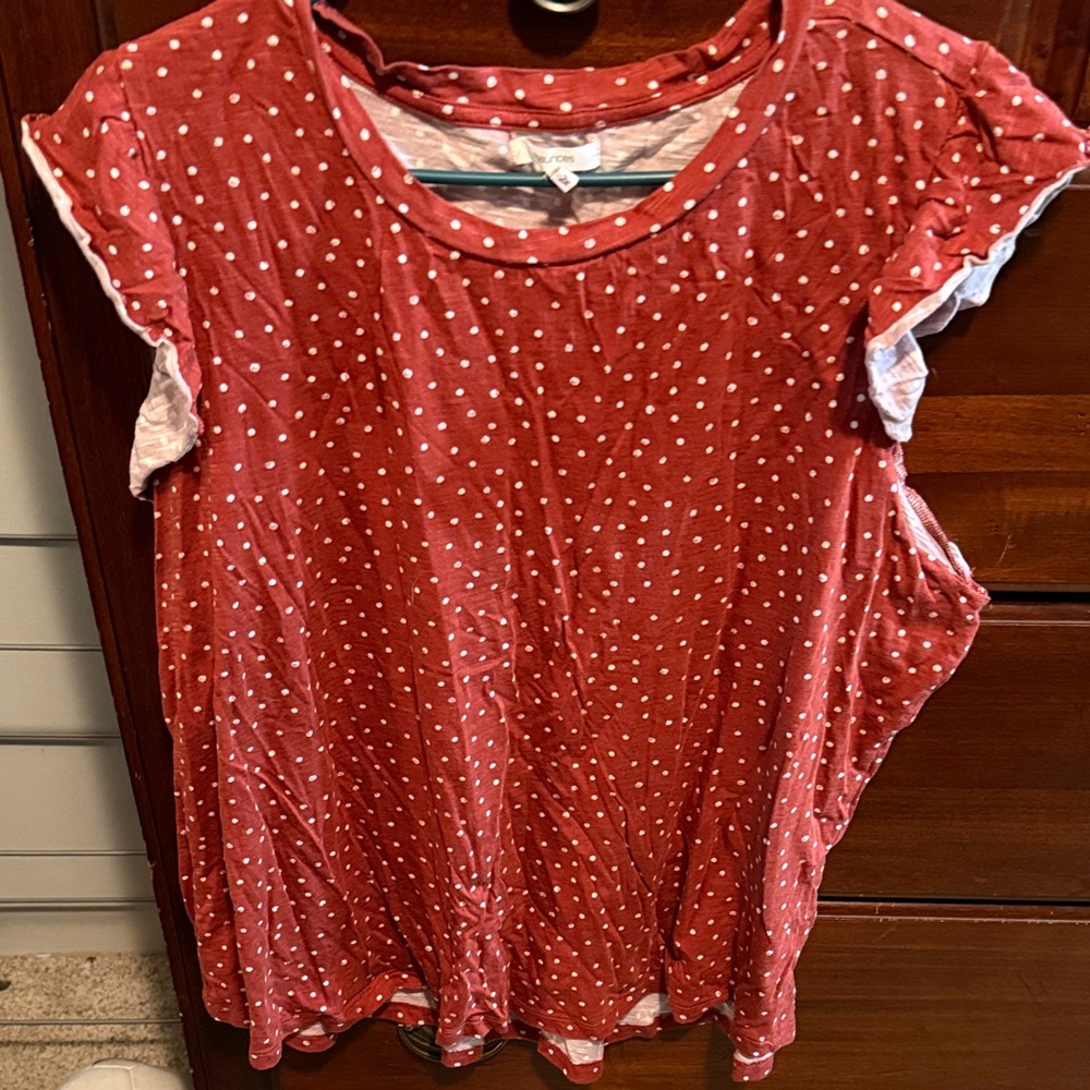 Maurices Red Polka Dot Blouse